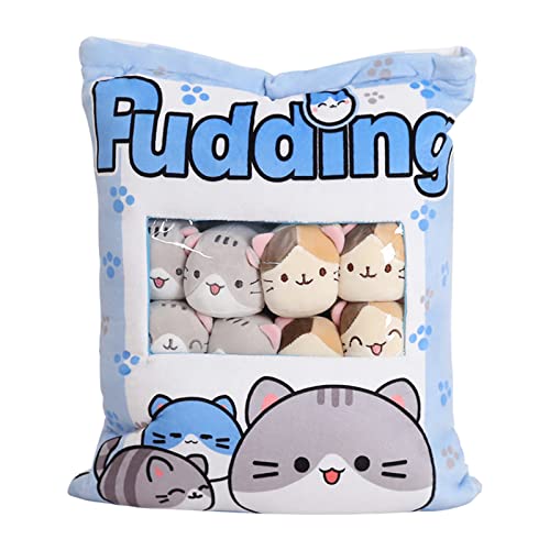 Katze Plüsch Kissen, Abnehmbare Spielzeug, Snack-Kissen-Plüschtier-Spielzeug-Pudding-dekorative Entfernbare Kitty-Katzen-Puppen-kreative Spielzeug-Geschenke Für Kinder, Snackkissen Stofftier von Fulenyi