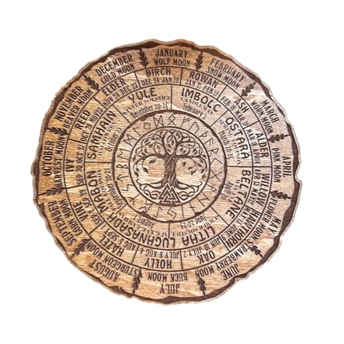 Rad des Jahres Holzschild - Sabbats Heidnisches Hexenschild, Bäume des Lebens Kalender, Wicca-Altar, Yule Altar, Himmlisches Schild, Holzrad Ornament - Vintage Handgemacht von Fulenyi