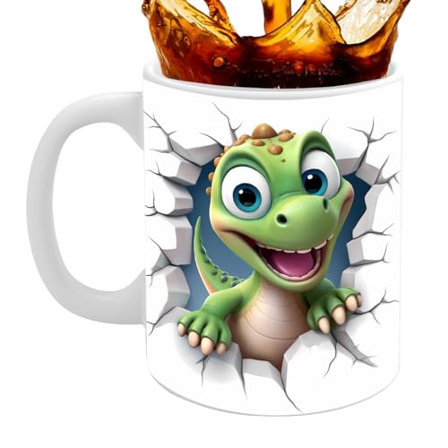 Süße Dino-Tassen | 350 ml kreative 3D-Keramik-Kaffeetasse, Dinosaurier-Tasse | Exquisite Damen-Kaffeetassen, multifunktionale Dinosaurier-Liebhaber-Geschenke für Männer, Frauen, Jungen und von Fulenyi