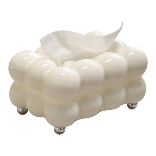 Taschentuchbox Weiß Tücherbox Zuckerwatte Tissue Box Kreative Kosmetiktücher Box Haushalts Wohnzimmer Papier Aufbewahrungsbox Kosmetiktücherbox PP Taschentuchspender Tischdekoration von Fulenyi