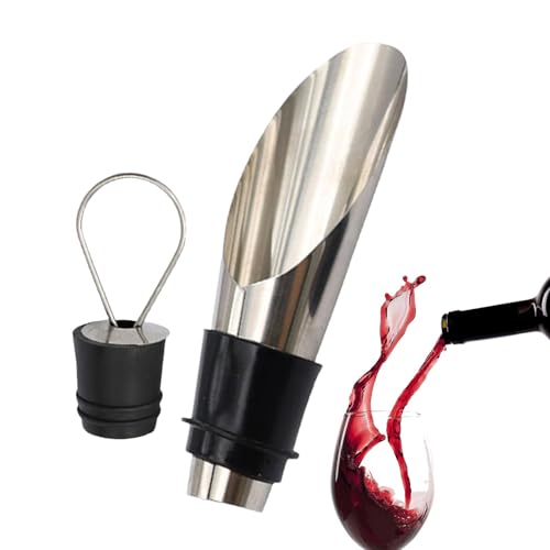 Weinverschluss und Ausgießer, Ausgießer für Weinflaschen mit Stopfen | 2 Stück 2-in-1-Weinausgießer, Weinstopper, Ausgießerscheiben | Weinausgießer aus Edelstahl, wiederverwendbare Weinstopfen von Fulenyi
