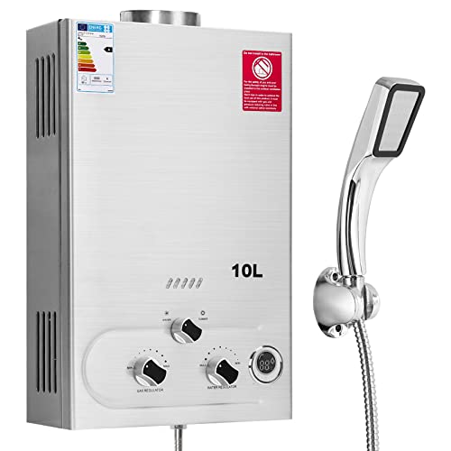 Fulgutonit 10L Gasdurchlauferhitzer mit Druckdusche,LPG Propan Butan Gas Durchlauferhitzer Passend für Zuhause,Wohnmobil und im Freien von Fulgutonit