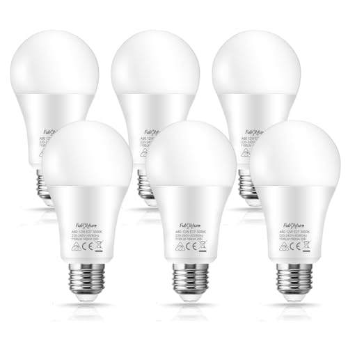 Fulighture E27 LED Lampe, 1100LM 3000K Warmweiß LED Glühbirne A60 Nicht Dimmbar Energiesparlampe 12W Ersetzt 100W LED Birne, 6 Stück von Fulighture