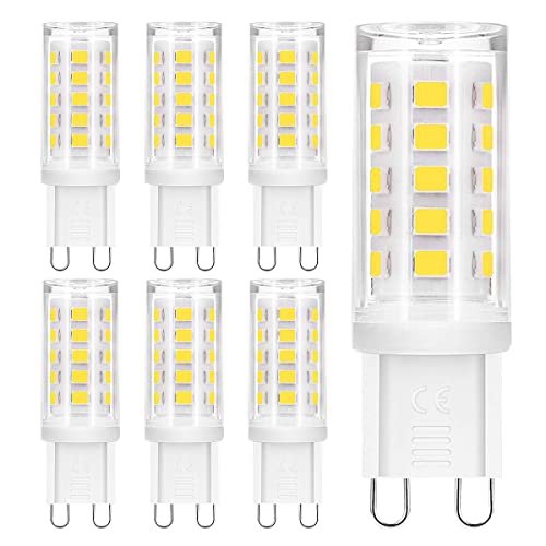 Fulighture G9 LED, G9 LED Lampen, LED Leuchtmittel G9 6000K katlweiß 5W Ersetzt 40W Halogenlampen,400 Lumen,Nicht Dimmbar,6er Pack von Fulighture