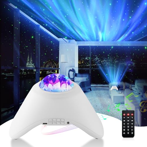 LED Sternenhimmel Projektor Kinder & Erwachsene，Galaxie Projektor Nachtlicht，Nordlicht Galaxy Projektor mit Bluetooth Lautsprechern und Weißem Rauschen，Schlafzimmer Decke Sternenprojektor Lampe von Fulkeley