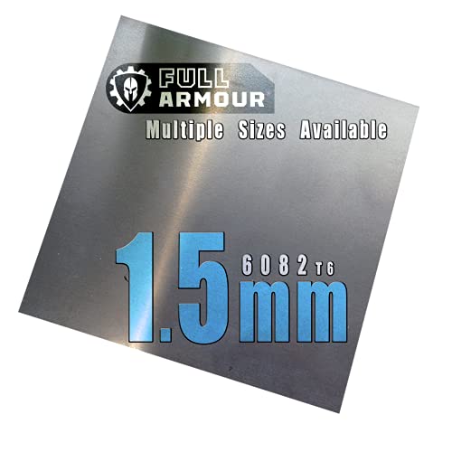 Aluminiumblechplatte, 1,5 mm, Güteklasse 6082 T6, 100 mm x 100 mm, 3 Stück von Full Armour