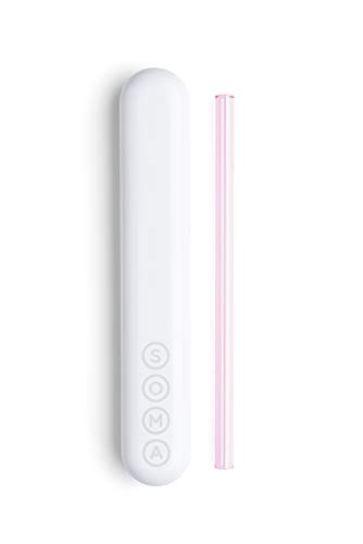 SOMA 501-16-01 Glasstrohhalm mit Silikonfutter, Reiseetui und Reinigungswerkzeug, 20,3 cm, Blush (501-16-01) von Full Circle