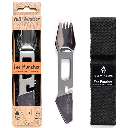 Full Windsor Multifunktionales leichtes Multifunktionswerkzeug 10 Titan-Utensilien mit Messer, Feuerstarter, Flaschenöffner für Camping, Reisen von Full Windsor