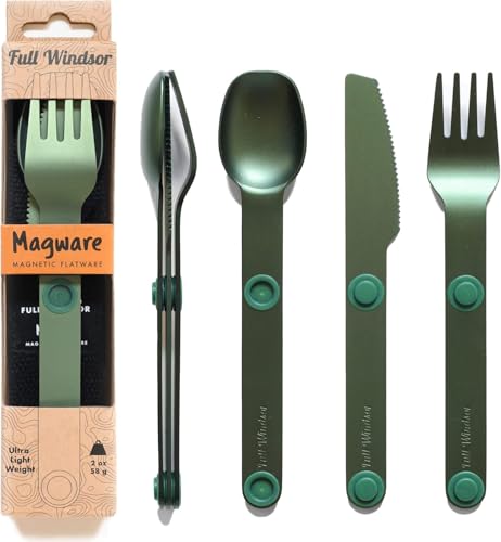 MAGWARE Magnetisches Campingutensilien-Set – tragbares und wiederverwendbares Metall-Reisebesteck mit Etui (3 Stück) von Full Windsor
