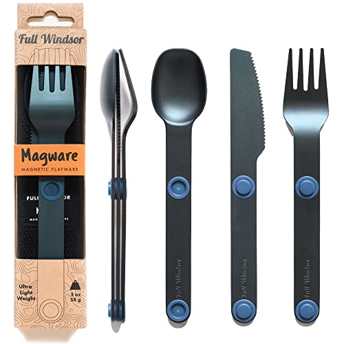 MAGWARE Magnetisches Campingutensilien-Set – tragbares und wiederverwendbares Metall-Reisebesteck mit Etui (3 Stück) von Full Windsor