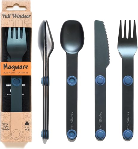 MAGWARE Magnetisches Campingutensilien-Set – tragbares und wiederverwendbares Metall-Reisebesteck mit Etui (3 Stück) von Full Windsor