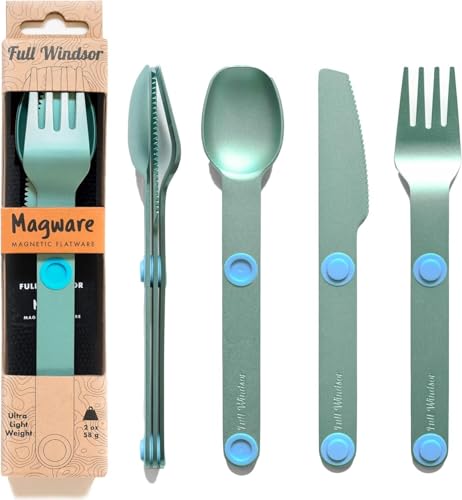 MAGWARE Magnetisches Campingutensilien-Set – tragbares und wiederverwendbares Metall-Reisebesteck mit Etui l (3 Stück) von Full Windsor