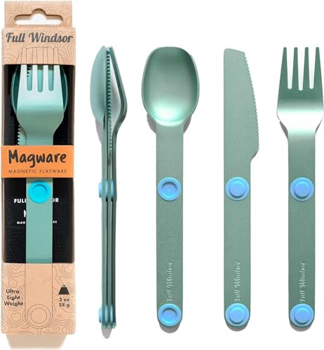 MAGWARE Magnetisches Campingutensilien-Set – tragbares und wiederverwendbares Metall-Reisebesteck mit Etui l (3 Stück) von Full Windsor