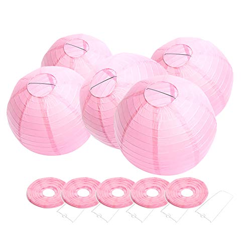 FullBerg 20er Papier Laterne Rosa Lampions Ø 25cm 10" rund Ballform Lampenschirm für Hochtzeit Kirche Garten Party Dekoration Papierlaterner Papierlampen von Funkeen