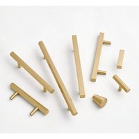 Gebürstete Messingschrank-Garderobe Griffe Moderne Gold Schubladenknäufe von FullHouseCabinet