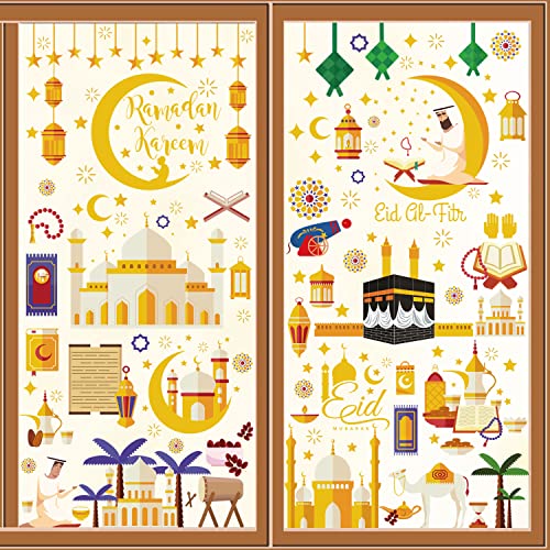 FullJoyHut Ramadan Eid Mubarak Dekorationen, Fensterbilder Eid Mubarak Selbstklebend Ramadan Sticker Fenster Deko Fenstersticker Stern Halbmond Fenster Aufkleber Fensterdeko für Kinderzimmer Kinder von FullJoyHut