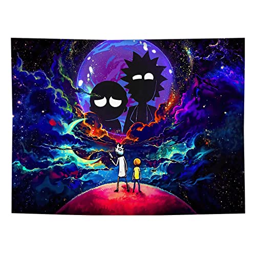 Fullfun Trippy Anime Wandteppich für Schlafzimmer, Farbe Galaxy und Mond Wandteppiche, psychedelische Kunst Wandteppiche Wandbehang Dekoration für Wohnzimmer Schlafzimmer & Schlafsaal 130 x 150 cm von Fullfun