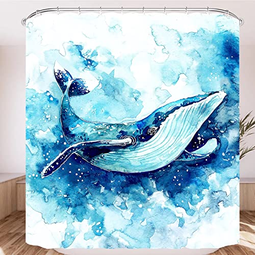 Fullfun Wal Duschvorhang, blaues Ozean-Thema, Duschvorhang-Set mit 12 Haken, wasserdichte und schimmelfeste Badezimmervorhänge, 180 x 200 cm von Fullfun