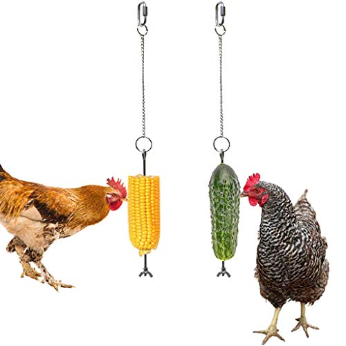 2 Stück Edelstahl Chicken Hanging Feeder,Fulltime Hühner Gemüse Obst Spießhalter, Hängende Zuführung für Hühnervögel, Futterautomat Edelstahl Haustier Huhn von Fulltime E-Gadget
