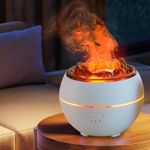 Diffuser Ätherische Öle,Flamme Aromatherapie Diffusor, 360ml Aroma Diffuser, Ätherisches Öl Diffusor für Home Schlafzimmer (Weiß) von Fulluky