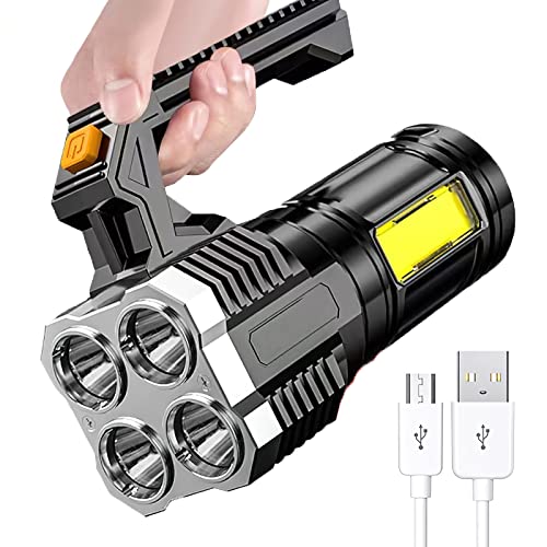 Fulluky Taschenlampe, Handheld Wasserdichte Taschenlampe, LED Taschenlampe Extrem Helle, Aufladbar Taschenlampen mit 4 Lichtmodi, Tragbare Lampe für Camping Notfall von Fulluky
