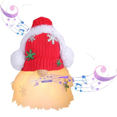 Fulluky Weihnachten Deko Wichtel 21cm Weihnachtswichtel mit Licht und Musik, Schwedischen Weihnachtsmann Plüsch Weihnachtsdeko Weihnachtswichtel Figuren für Weihnachtsdekoration (Rot) von Fulluky