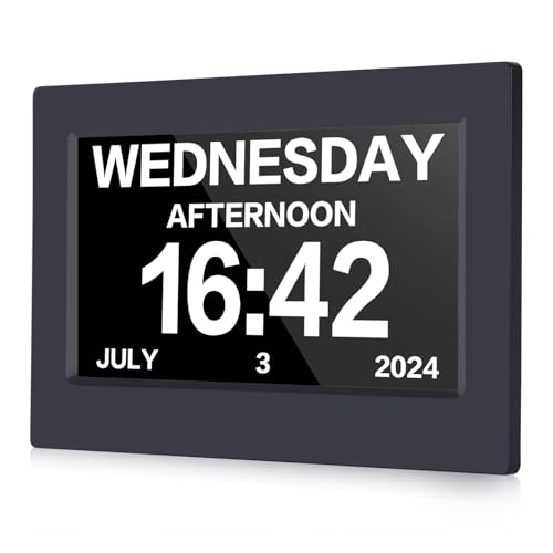 Fuloon Wanduhr Digital Groß, 7 Zoll Digitale Kalender Senioren Uhr, Demenz Uhr Wecker mit Datum und Wochentag von Fuloon