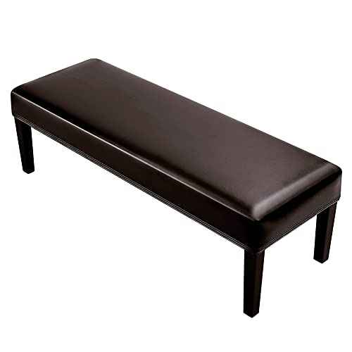 Fuloon Pu Leder Bezug für Esszimmerbank, Elastisch, Stuhlhusse,Stretch Dining Bench Cover für Esszimmer, abnehmbar, Bezug für Esszimmerstuhl, Esszimmer (Braun) von Fuloon