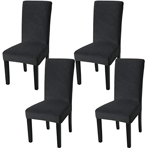 Fuloon Stuhlhussen Samt, Universal Stuhlüberzug,4er Set Stretch Stuhlbezug Protector Cover, Abnehmbar Waschbar Chair Cover für Hotel, Esszimmer, Zeremonie, Bankett Hochzeit Party von Fuloon