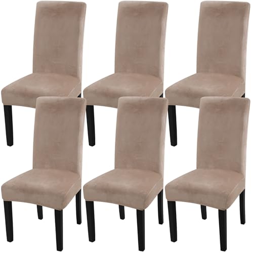 Fuloon Stuhlhussen Samt, Universal Stuhlüberzug 6er Set Stretch Stuhlbezug Protector Cover, Abnehmbar Waschbar Chair Cover für Hotel, Esszimmer, Zeremonie, Bankett Hochzeit Party,Grau von Fuloon