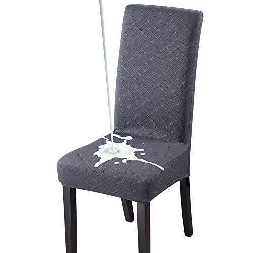 Fuloon Stuhlhussen wasserdichte,Stretch Stuhlbezug Moderne Stuhlüberzug Elastische Abnehmbar Waschbar Spannbezug für Esszimmerstühle Schwingstuhl 6er Set von Fuloon