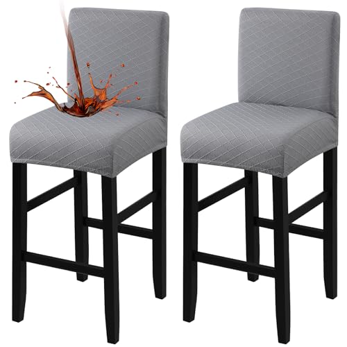Fuloon Wasserdichter Stuhlhussen Barhocker, Stretch Jacquard Barhockerbezüge Abnehmbar und Waschbar Bezüge Hussen für Barhocker, Stuhl Schonbezug mit Rückenlehne für Hohe Barhocker von Fuloon