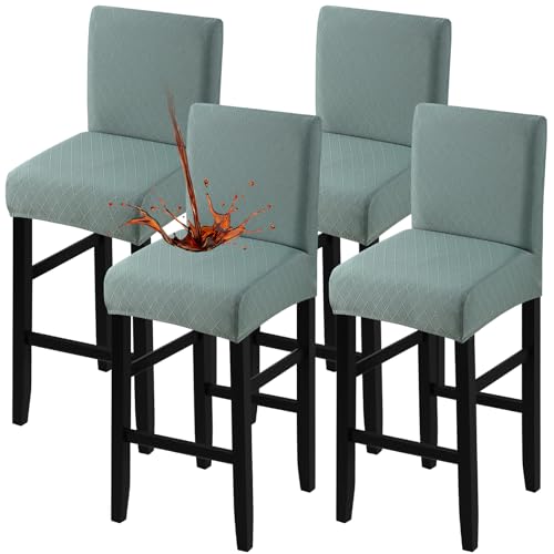 Fuloon Wasserdichter Stuhlhussen Barhocker, Stretch Jacquard Barhockerbezüge Abnehmbar und Waschbar Bezüge Hussen für Barhocker, Stuhl Schonbezug mit Rückenlehne für Hohe Barhocker von Fuloon