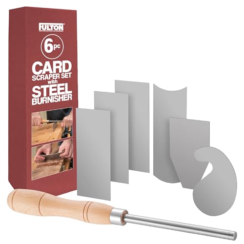 Fulton Scraper Burnisher with 6 Piece Multi-Shaped Scraper Set 3 Rectangle 1 Beveled 1 Curved (Convex and Concave) and 1 Gooseneck Scraper von Fulton