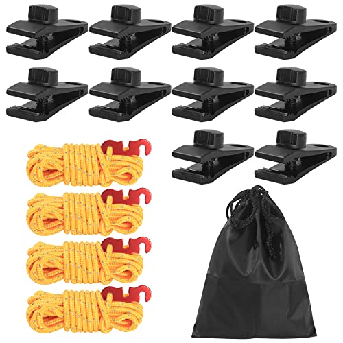 10 Stück Zeltplanen Clips, Planenclip, Planenhalter Clips, Zelt Clips Set, Planen Klemmen, Markisen Clips, Markisenklemmen, mit Windseil Windseilschnalle für Outdoor Camping von Fulushouxi