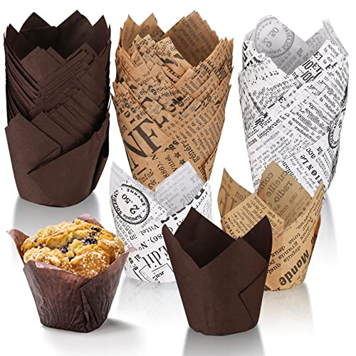 150 Stück Muffinförmchen Papier, Muffins Papierförmchen, Cupcake Formen Papier, Muffinförmchen Tulpe, Backförmchen Papier für Hochzeit Kinder Geburtstag Partyzubehör von Fulushouxi