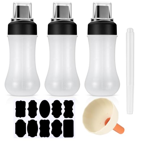 3 Stück Quetschflaschen mit Kappen, 350ml/11.8oz Saucenflasche, Saucenspender, Ketchup Spender, Sossenflasche für Saucen Mayonnaise Dressing Soßen Flasche, mit Trichter, Etikettieren, Schreibstift von Fulushouxi