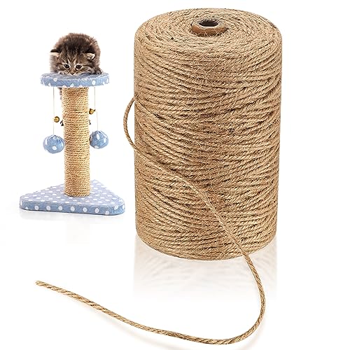 3 mm Jute-Seil, 200 m Jute-Schnur aus natürlichem Hanf, robustes Jute-Sisalschnur, Seil für Bastelarbeiten, Gartenarbeit, Bündeln, Dekorieren, Katzenkratzbaum, Geschenkverpackung von Fulushouxi