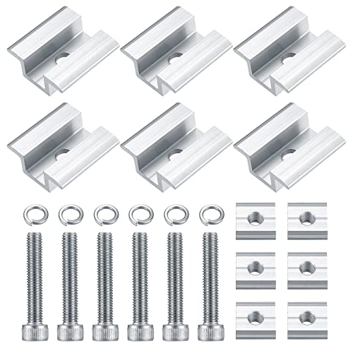 6 Stück Solarpanelen Mittelklemme PV für Solarmodul, Aluminium Mittelklemme PV Solarpanelen, Photovoltaik Befestigung Montagehalterung für Modulhöhe 25-50 mm Solarpanelen, mit M8x50 mm Schrauben von Fulushouxi