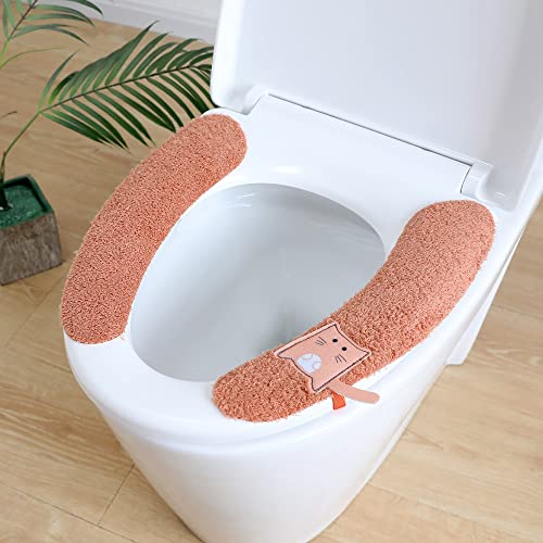 Fulutoy WC-Sitz Cover Dicker Wärmer WC Sitzbezüge Antibakteriell Warm WC Sitzbezüge Weich Toilettenkissen Badezimmer Waschbar Toilet Seat Cover für Familie Hotel (Aprikose) von Fulutoy