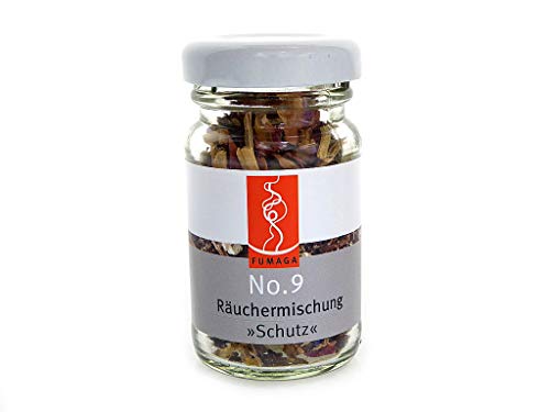 Fumaga - wertvolle Räuchermischung/Räucherwerk No. 9 "Schutz 50 ml – optional mit Räucherlöffel Fumaga - wertvolle Räuchermischung/Räucherwerk No. 9 "Schutz 50 ml – optional mit Räucherlöffel von Fumaga
