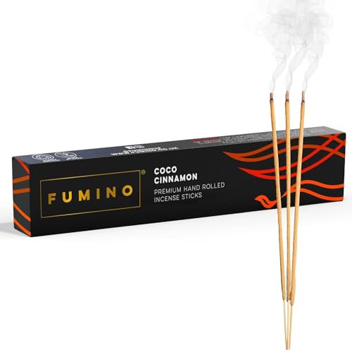 Fumino® Kokoa-Zimt Handgemachte Räucherstäbchen - 14 Stäbchen pro Box (15g) Masala Agarbatti Joss Duftstäbchen für Entspannung, Meditation, Linderung von Stress und Ängsten - Dekoration von Fumino