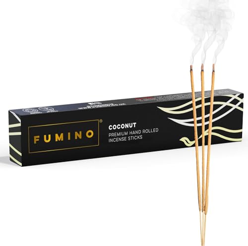 Fumino® Kokosnuss Handgemachte Räucherstäbchen - 14 Stäbchen pro Box (15g) Masala Agarbatti Joss Duftstäbchen für Entspannung, Meditation, Linderung von Stress und Ängsten - Dekoration von Fumino