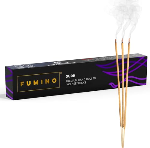 Fumino® Oudh Handgemachte Räucherstäbchen - 14 Stäbchen pro Box (15g) Masala Agarbatti Joss Duftstäbchen für Entspannung, Meditation, Linderung von Stress und Ängsten - Dekoration von Fumino