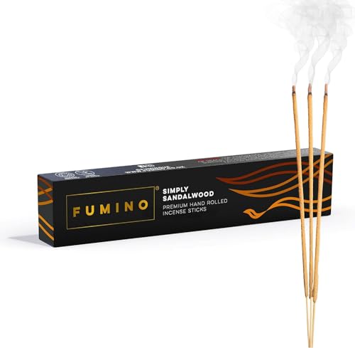 Fumino® Schlichtes Sandelholz Handgemachte Räucherstäbchen - 14 Stäbchen pro Box (15g) Masala Agarbatti Joss Duftstäbchen für Entspannung, Meditation, Linderung von Stress und Ängsten - Dekoration von Fumino