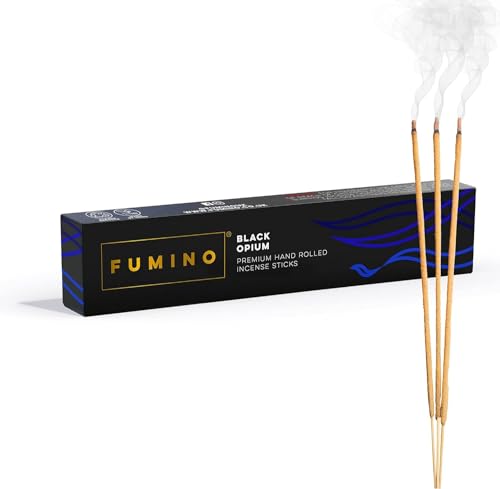 Fumino® Schwarzes Opium Handgemachte Räucherstäbchen - 14 Stäbchen pro Box (15g) Masala Agarbatti Joss Duftstäbchen für Entspannung, Meditation, Linderung von Stress und Ängsten - Dekoration von Fumino