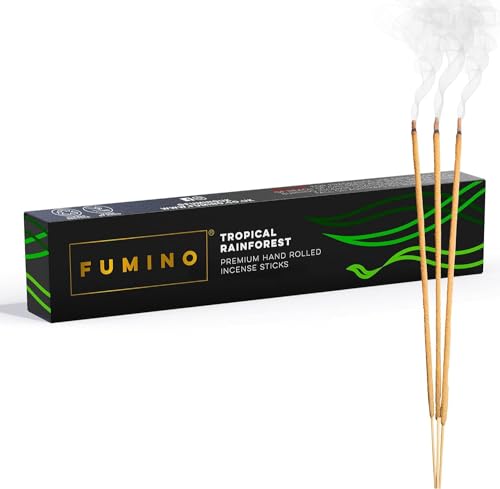 Fumino® Tropischer Regenwald Handgemachte Räucherstäbchen - 14 Stäbchen pro Box (15g) Masala Agarbatti Joss Duftstäbchen für Entspannung, Meditation, Linderung von Stress und Ängsten - Dekoration von Fumino