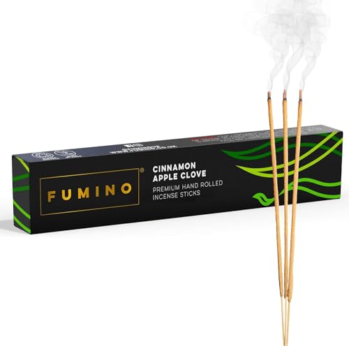 Fumino® Zimt-Apfel-Nelke Handgemachte Räucherstäbchen - 14 Stäbchen pro Box (15g) Masala Agarbatti Joss Duftstäbchen für Entspannung, Meditation, Linderung von Stress und Ängsten - Dekoration von Fumino