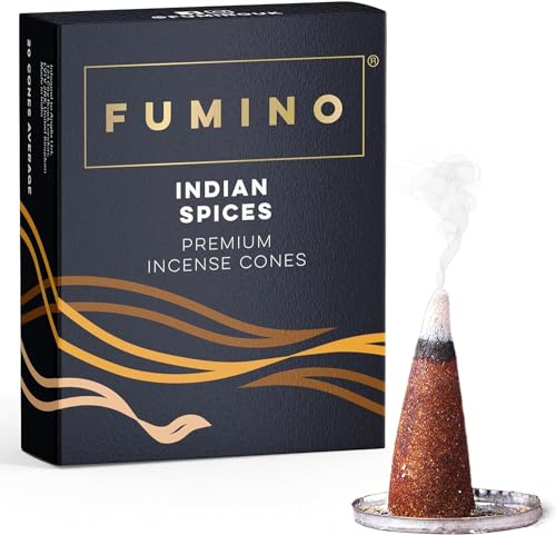 Fumino Räucherkegel mit frischem Duft Indische Gewürze – 1 Box à 20 Kegel Masala Agarbatti Räucherkerzen Klein - Duft für Entspannung, Meditation, Linderung bei Stress und Angstzuständen von Fumino