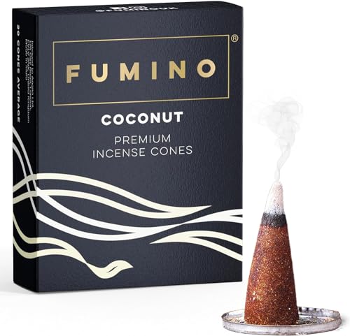 Fumino Räucherkegel mit frischem Duft Kokosnuss – 1 Box à 20 Kegel Masala Agarbatti Räucherkerzen Klein - Duft für Entspannung, Meditation, Linderung bei Stress und Angstzuständen von Fumino